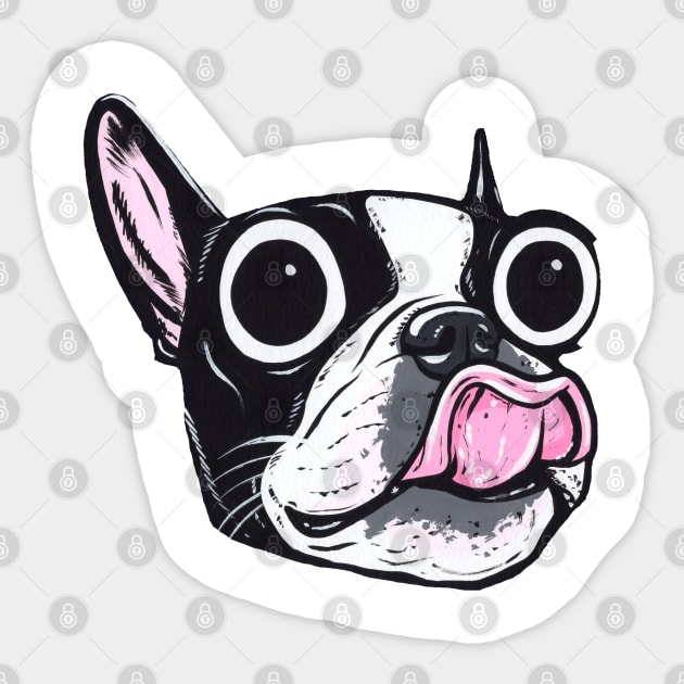 Boston Terrier Face Sticker by turddemon